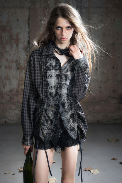 Wander Pleated Distressed Chiffon Shirt