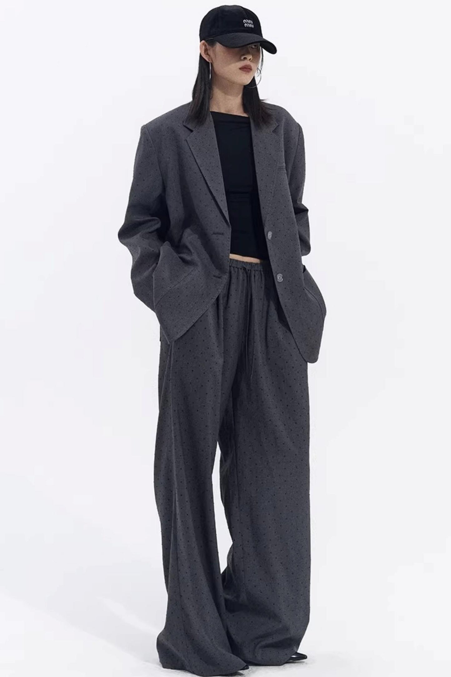 Retro Gray-Red Polka Dot Trousers