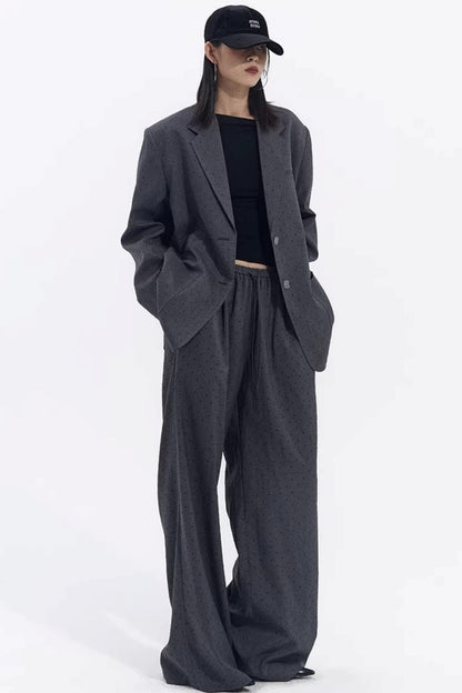 Retro Gray-Red Polka Dot Trousers