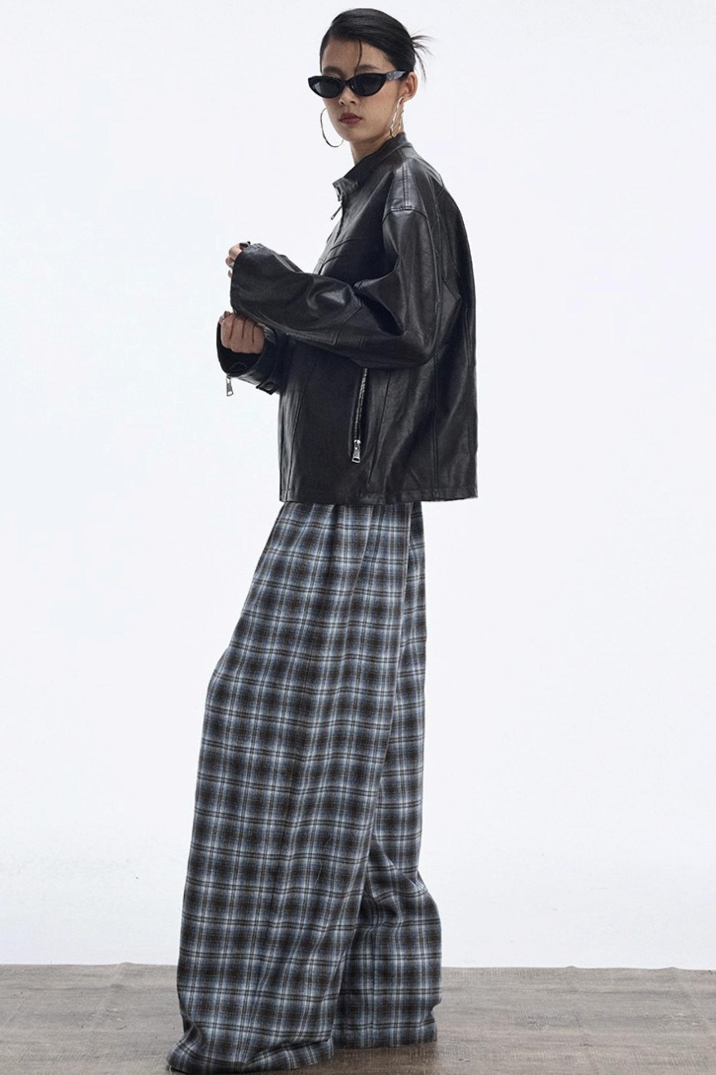 Plaid Color-Blocked Winter Pants