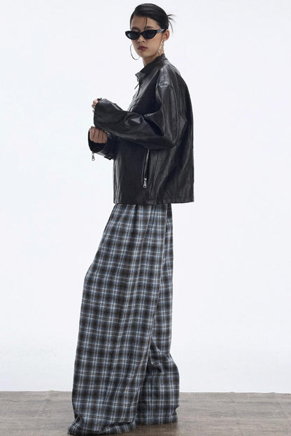 Plaid Color-Blocked Winter Pants