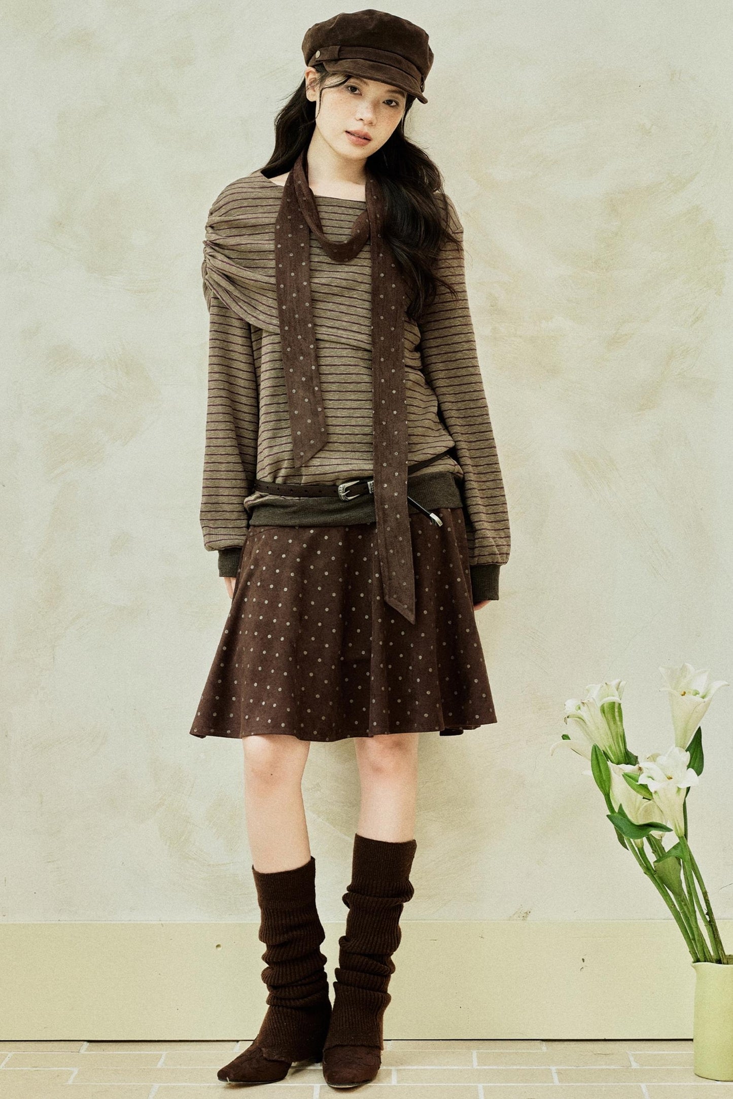 Retro Striped Off-Shoulder Top