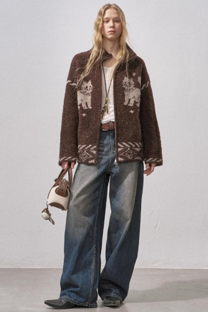 Star Kitty Jacquard Cardigan