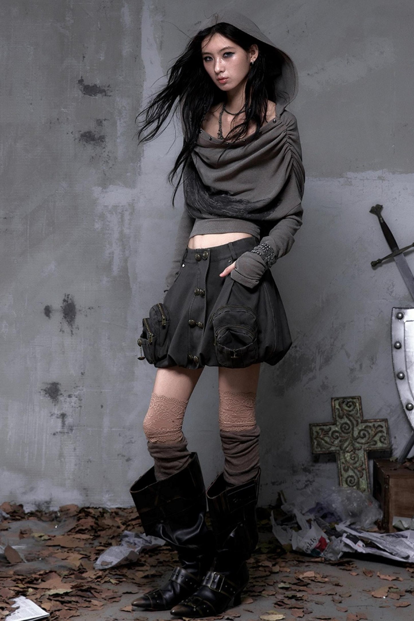 Wasteland Swing Collar Knitted Tops