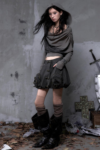 Wasteland Swing Collar Knitted Tops