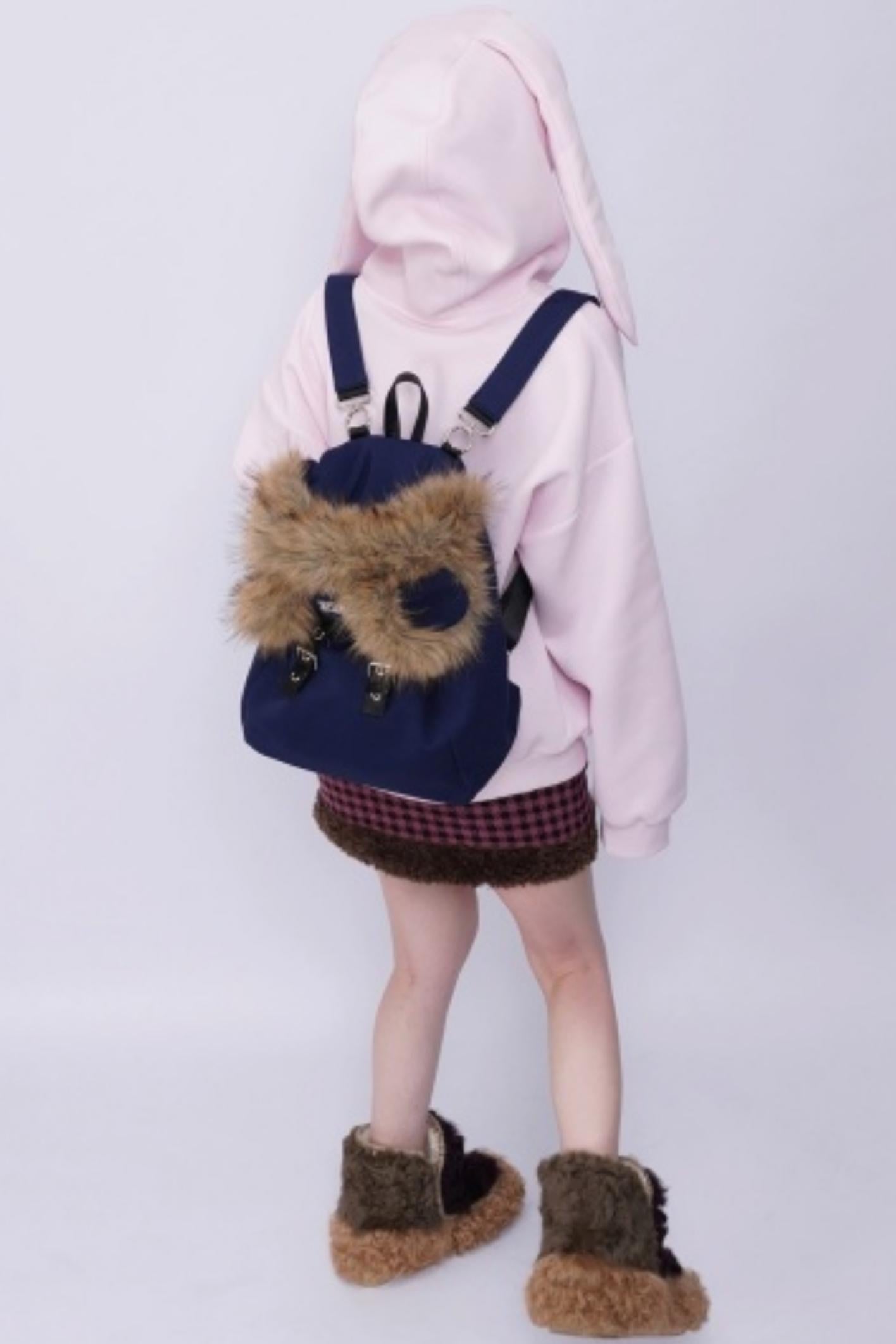 Furry Bear Crossbody Backpack