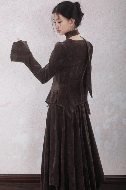 Winter Velvet Top Skirt Set-Up