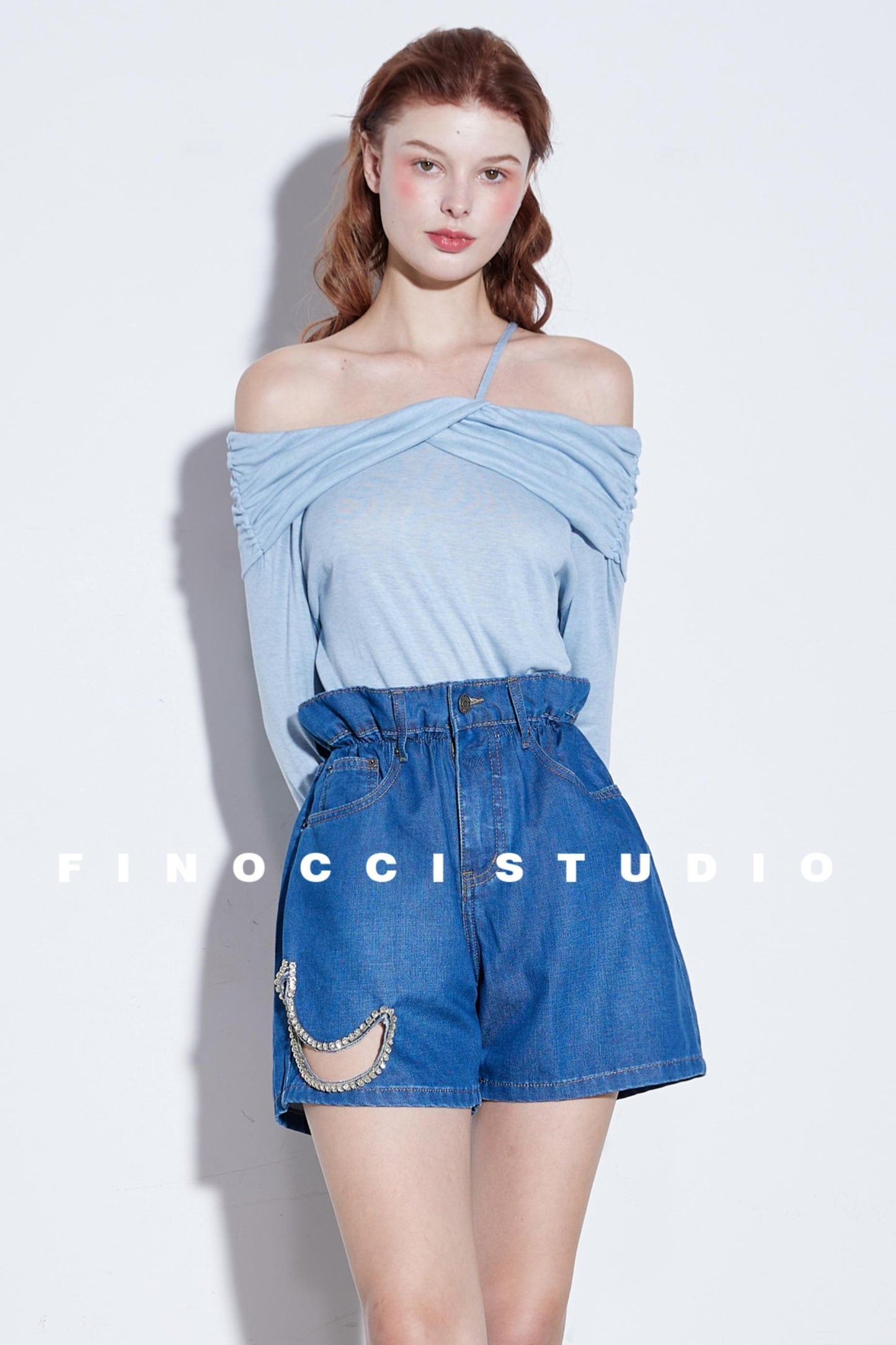 Mooncut Embroidered Denim Shorts