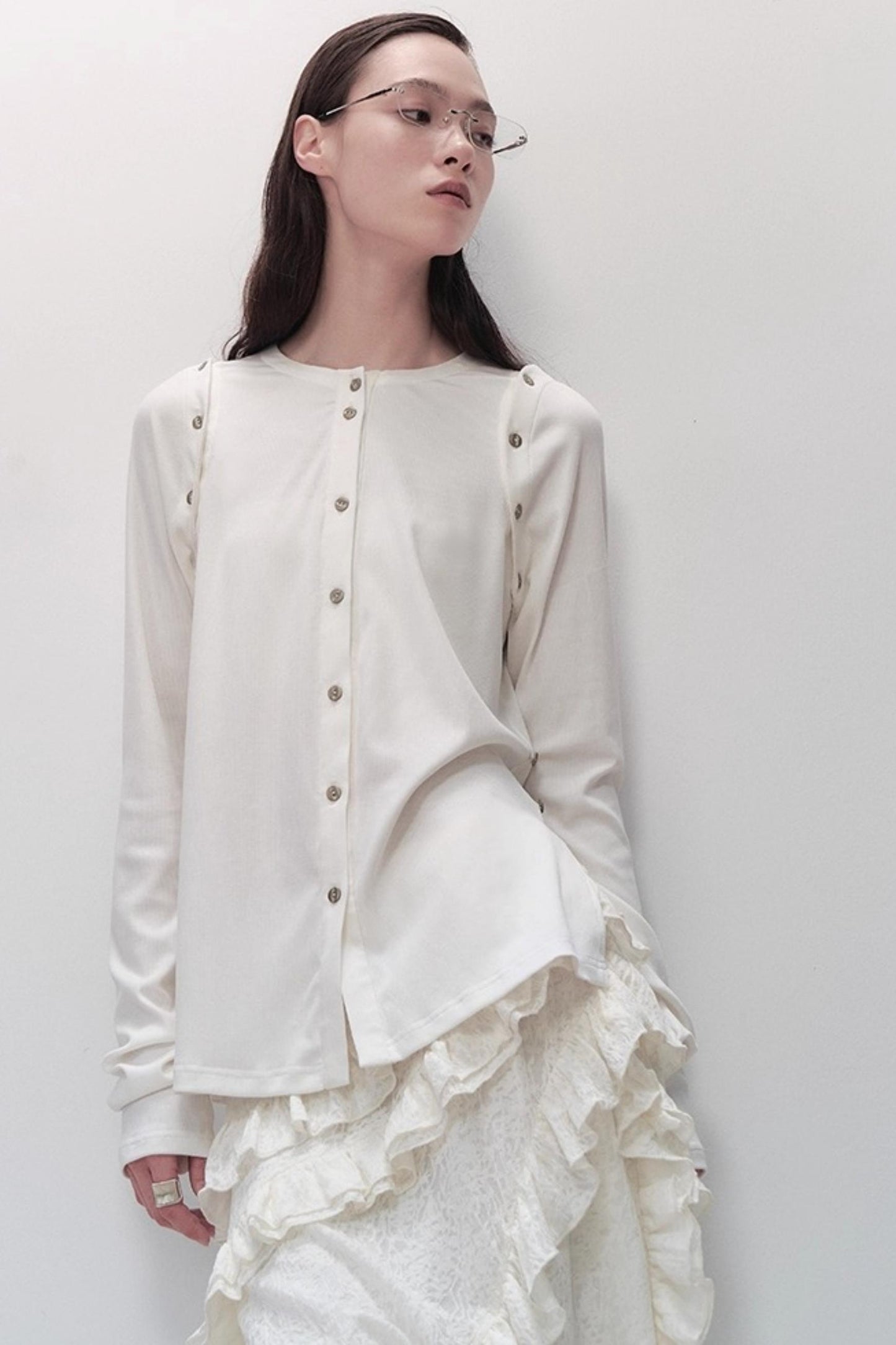 Detachable Round Neck Knitted Cardigan