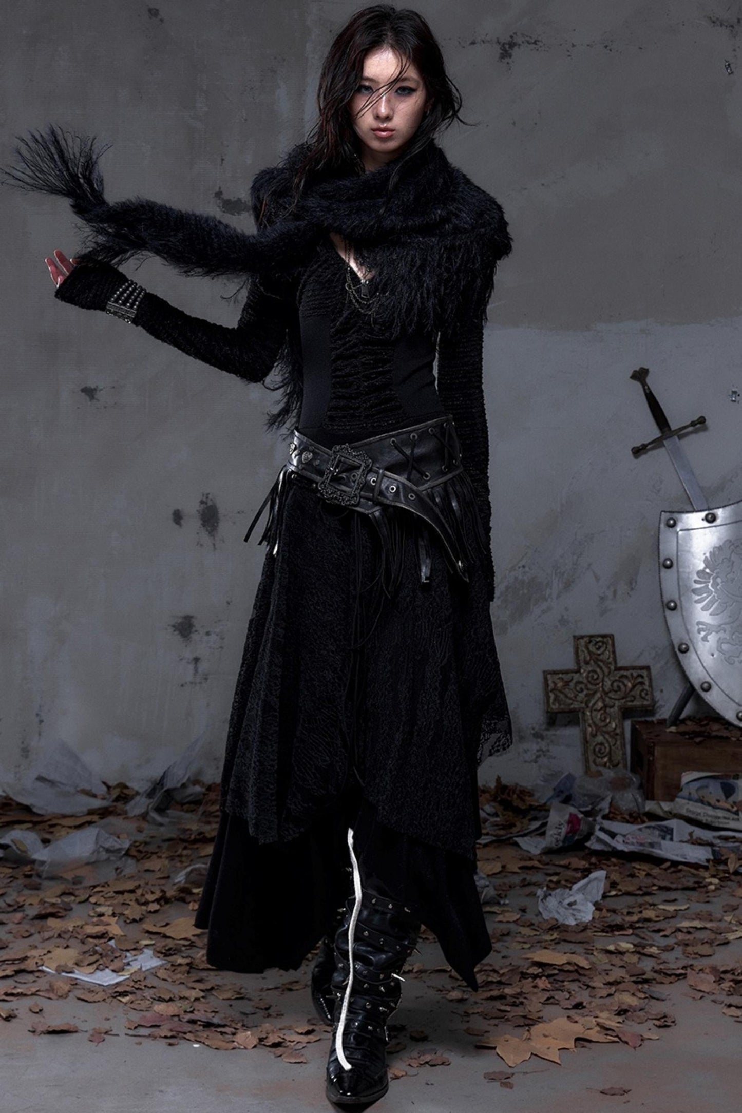 Vintage Fringe Triangle Scarf