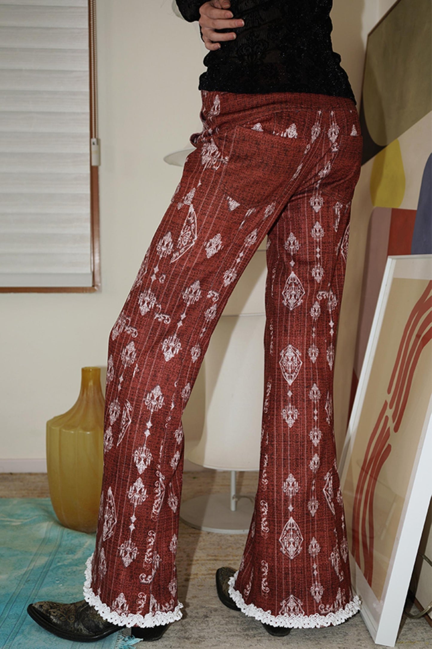 Western Lace Flare Pants