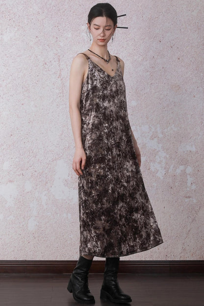 Chestnut Tie-Dye Slip Dress