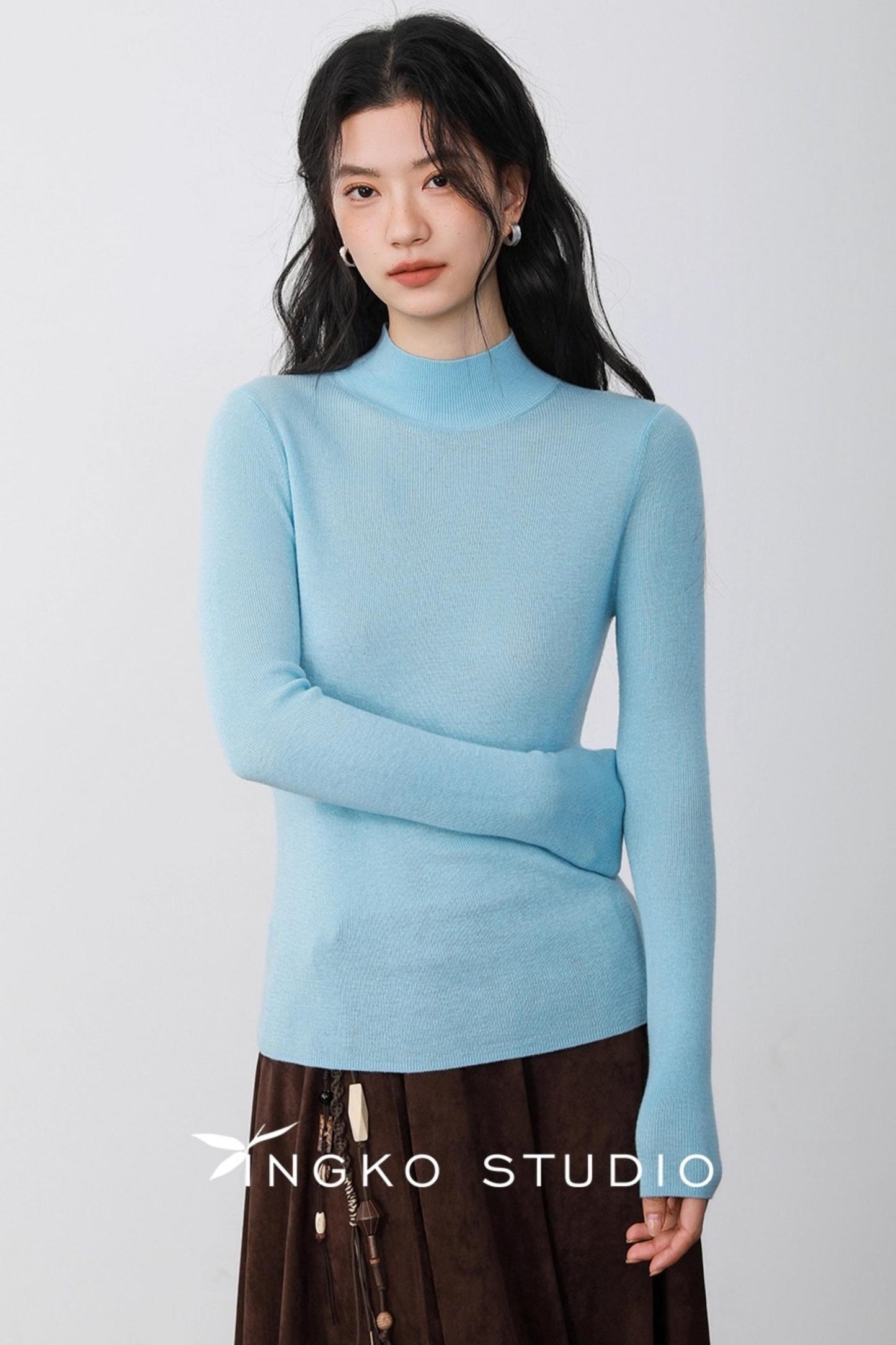 Light Blue Round Neck Sweater