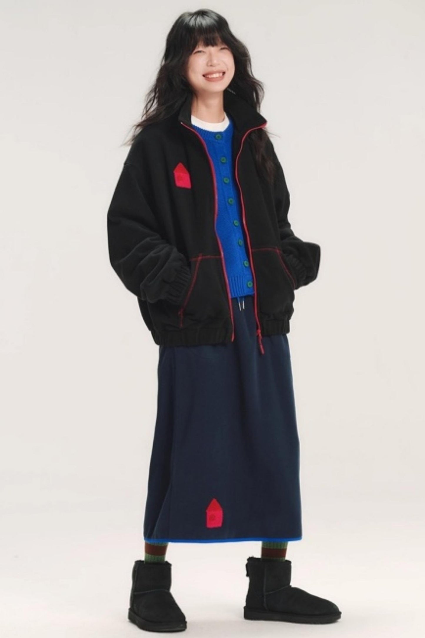 Color-Block Embroidery Fleece Jacket