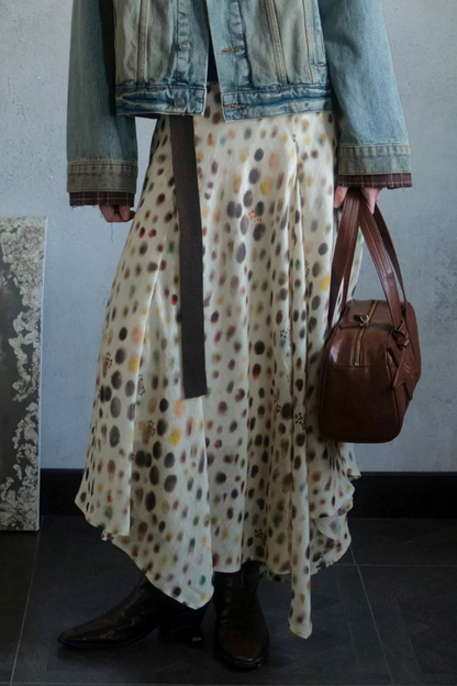 Artistic Polka Dot Asymmetrical Skirt