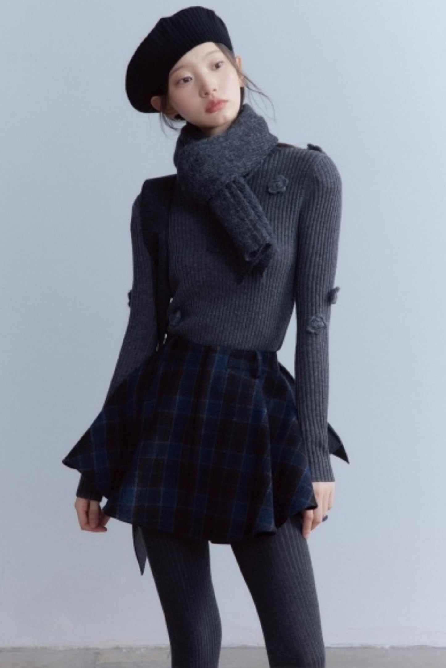 Scottish Plaid A-Hem Woolen Skirt
