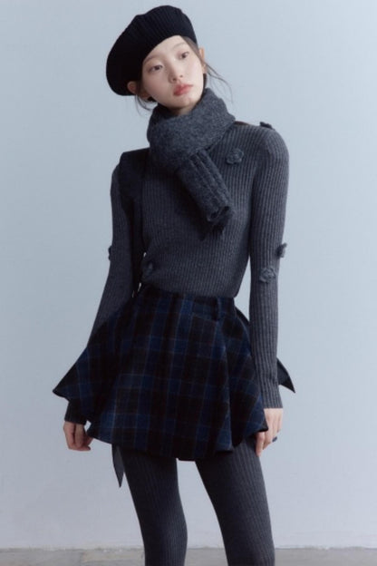 Scottish Plaid A-Hem Woolen Skirt