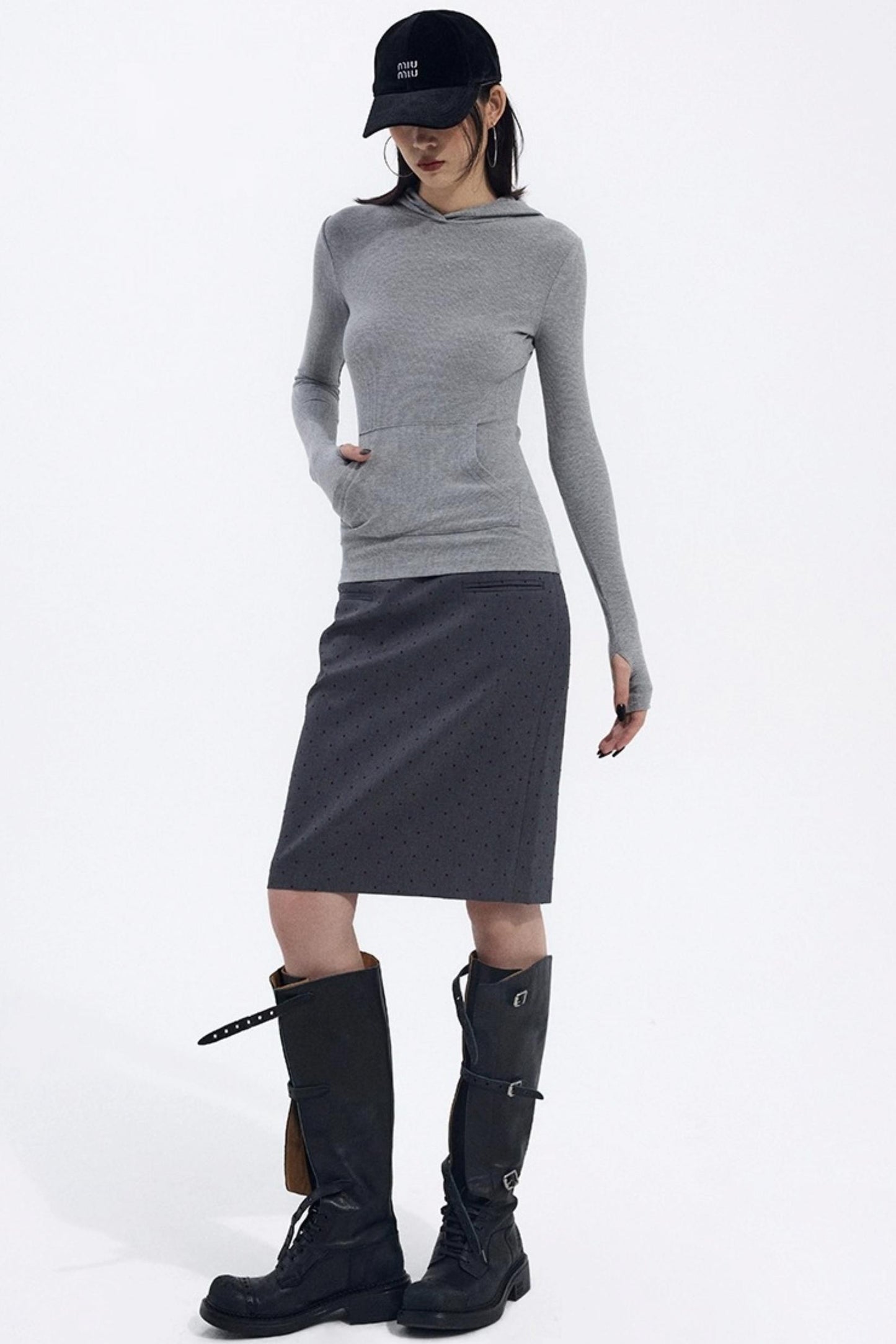 Gray Hooded Winter Sweater