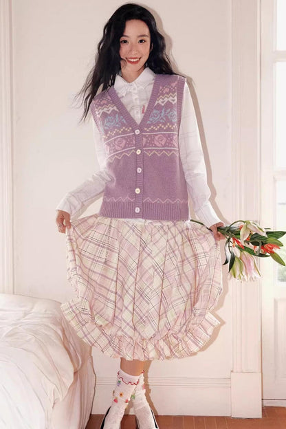 Flower Grid Print Shirt