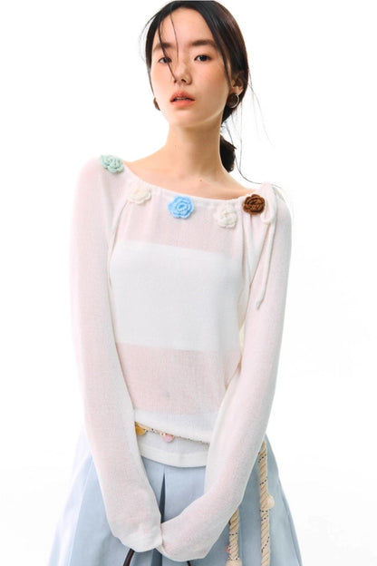 Flower Crochet Knit Top