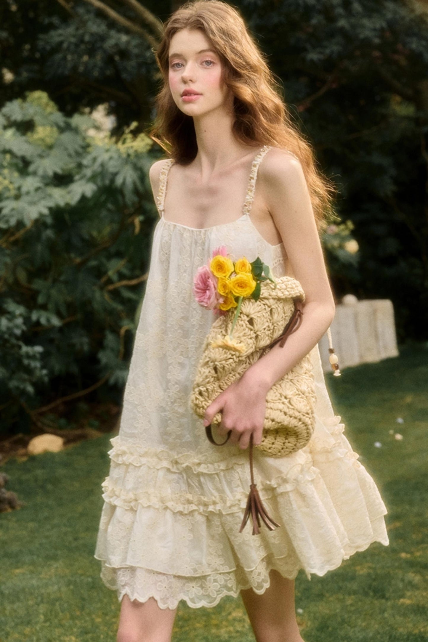 Pleated Lace Halter Maxi Dress