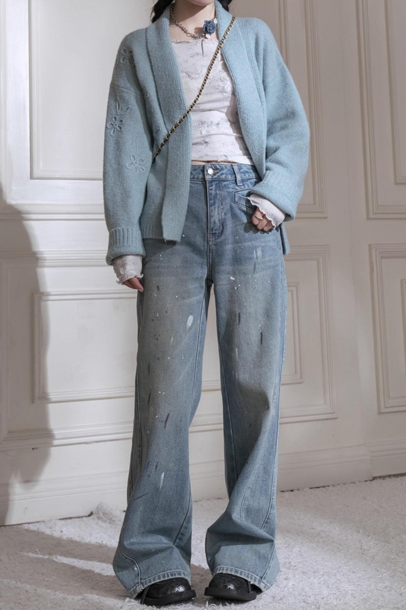 Hand-Cranked Jacquard Woolen Sweater Set