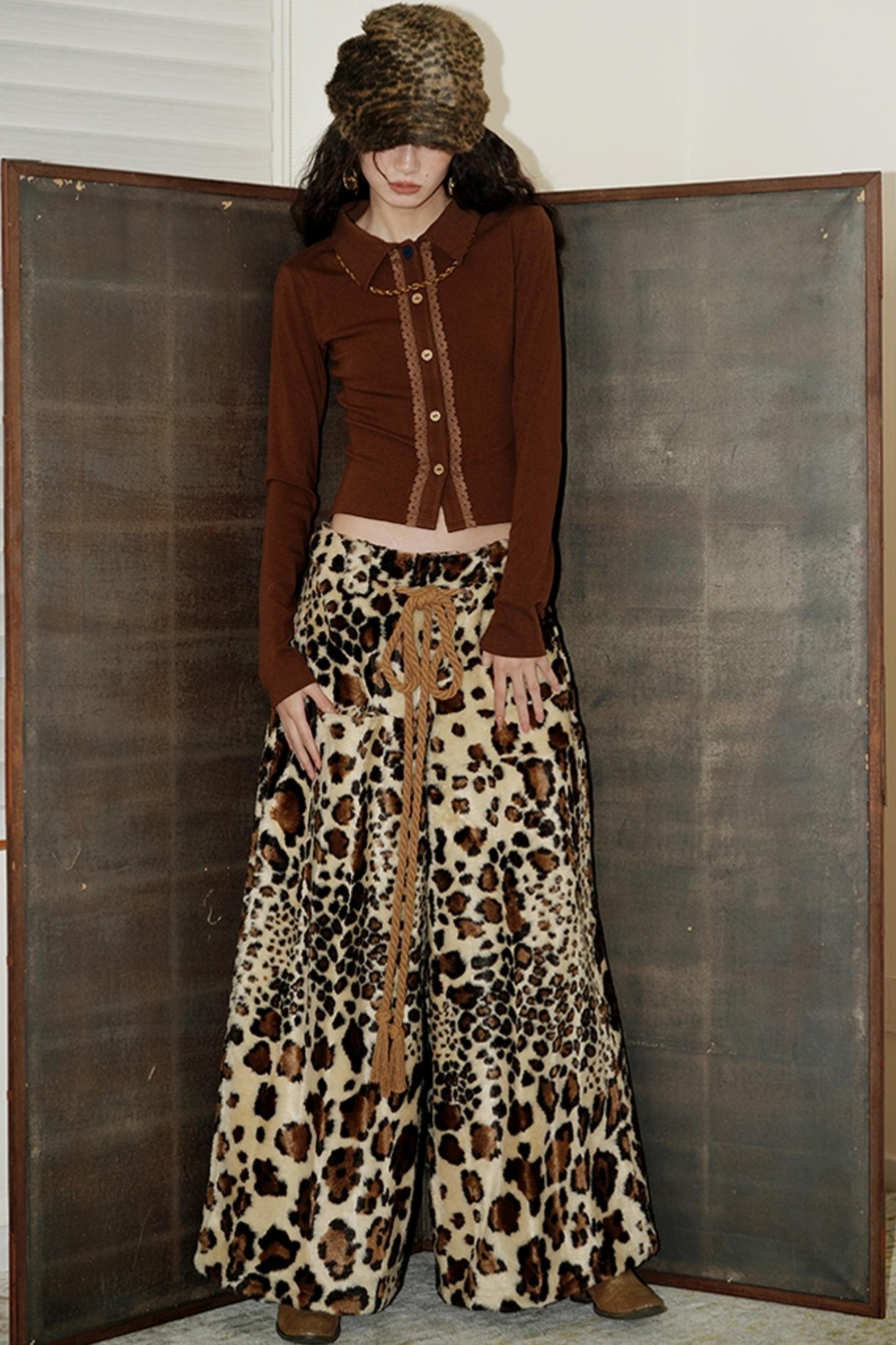 Leopard Pattern Loose Fit Lounge Pants