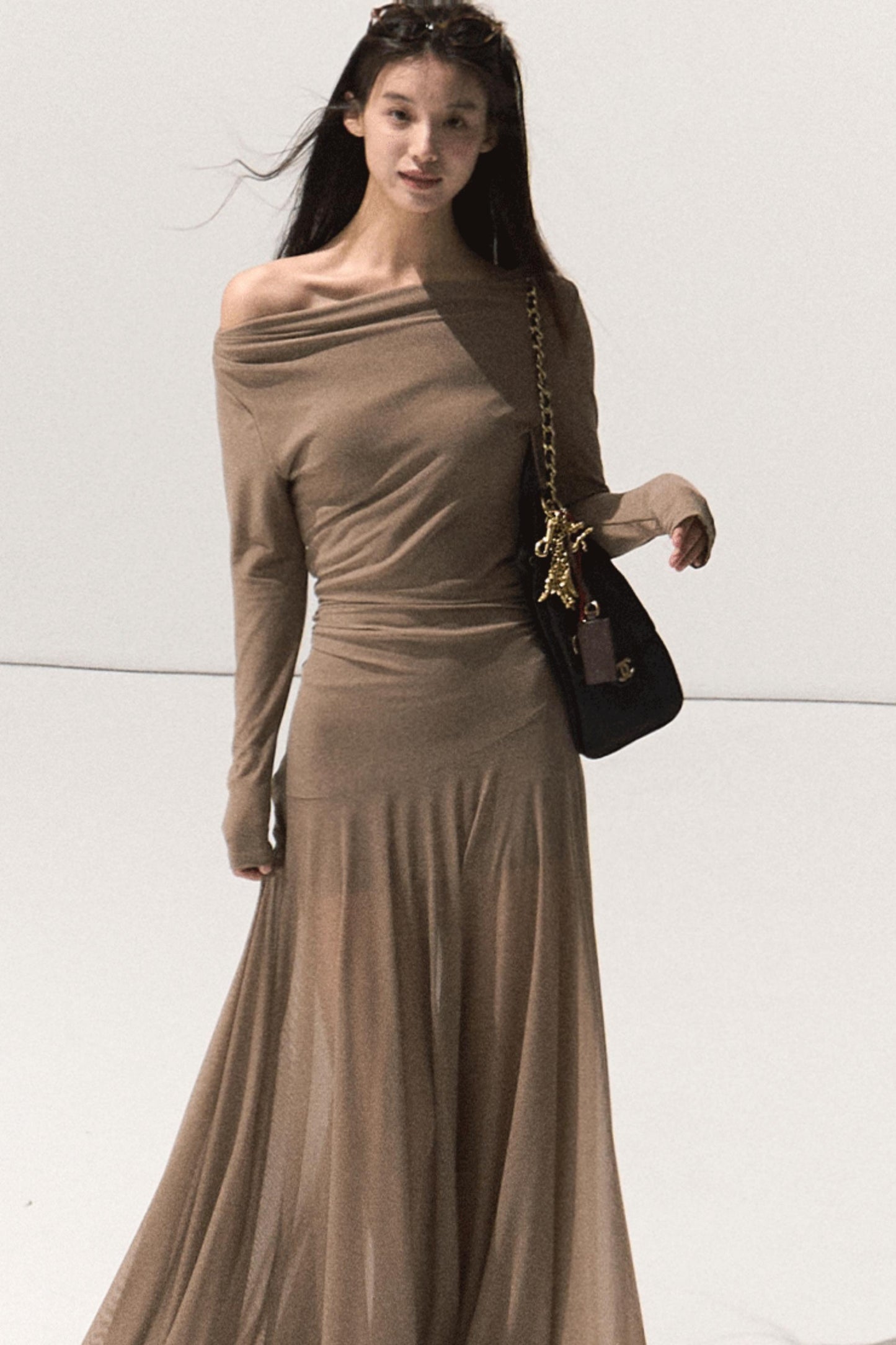 Soft Mist Shoulder Waist Dress