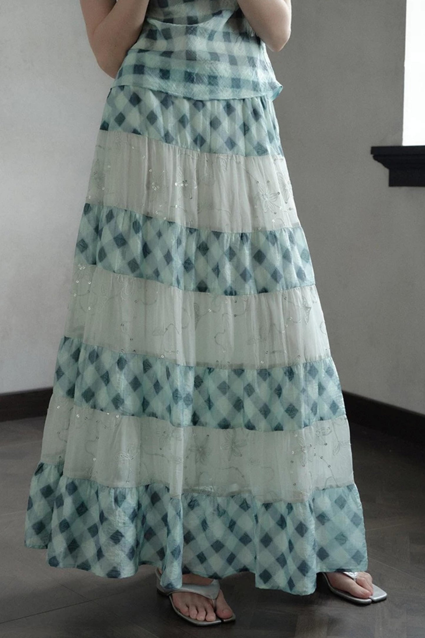Moonfall Ice Blue Plaid Skirt