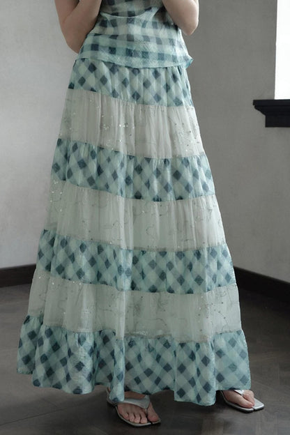 Moonfall Ice Blue Plaid Skirt