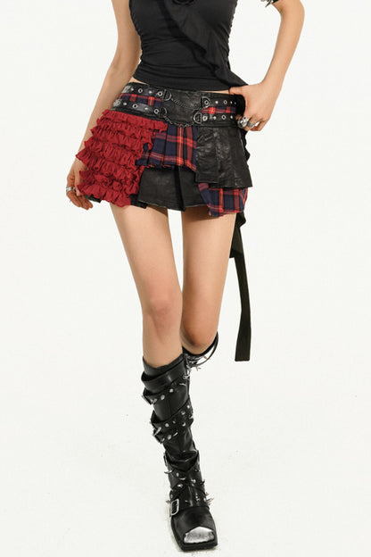 Retro Spice Plaid Bustier Skirt