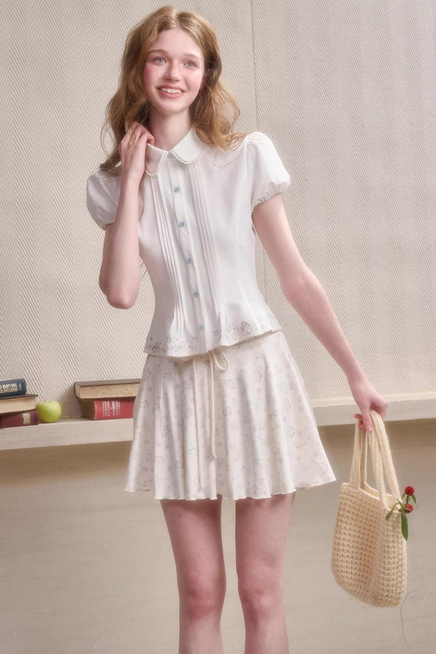 Handmade Embroidered Doll Collar Shirt
