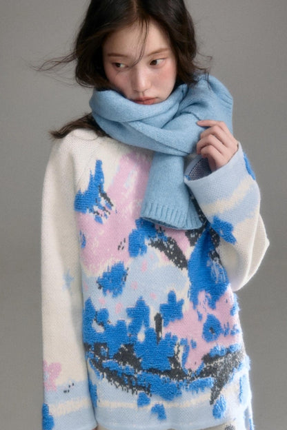 Oil Painting Jacquard Wool Sweater Set-Up