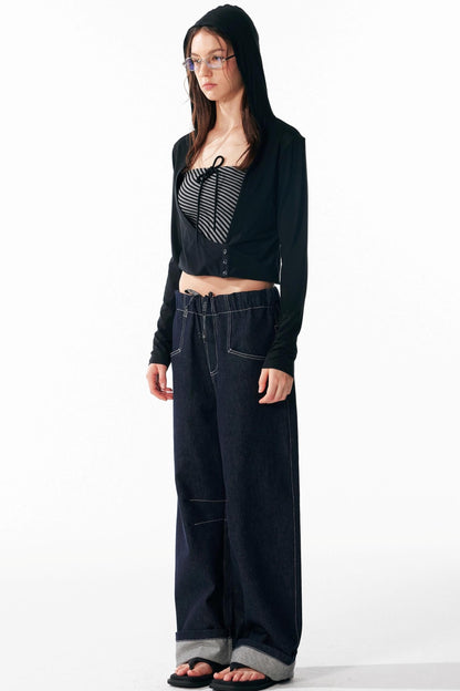 Slim Lace-Up Hooded Long Sleeve Base Shirt