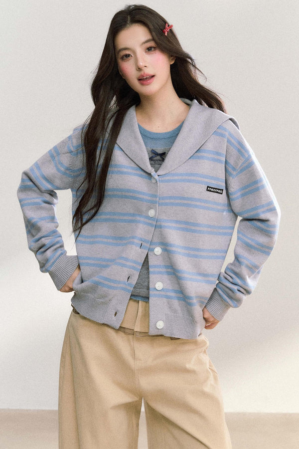 Striped Basic Cardigan Sweater