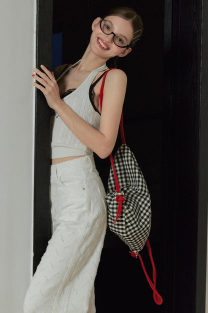 Retro Color Clash Halter Top