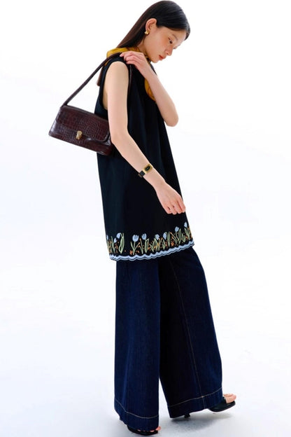 Original Tulip Embroidered Vest Dress