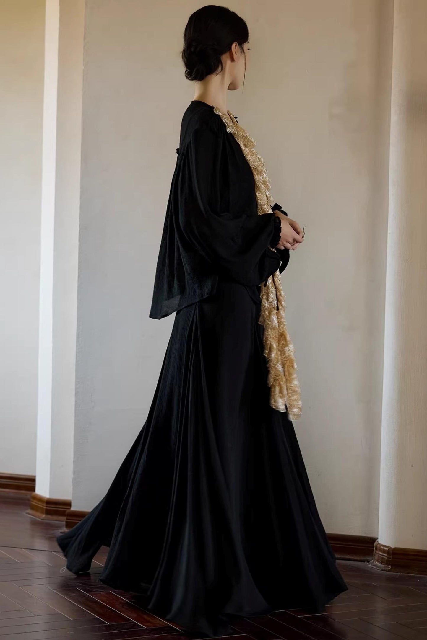 Plant-Dyed Lace Sleeve Shirt Set-Up
