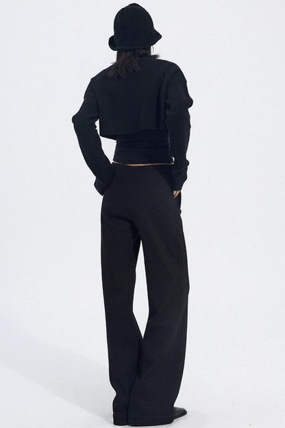 Solid V-Waist Fleece Pants