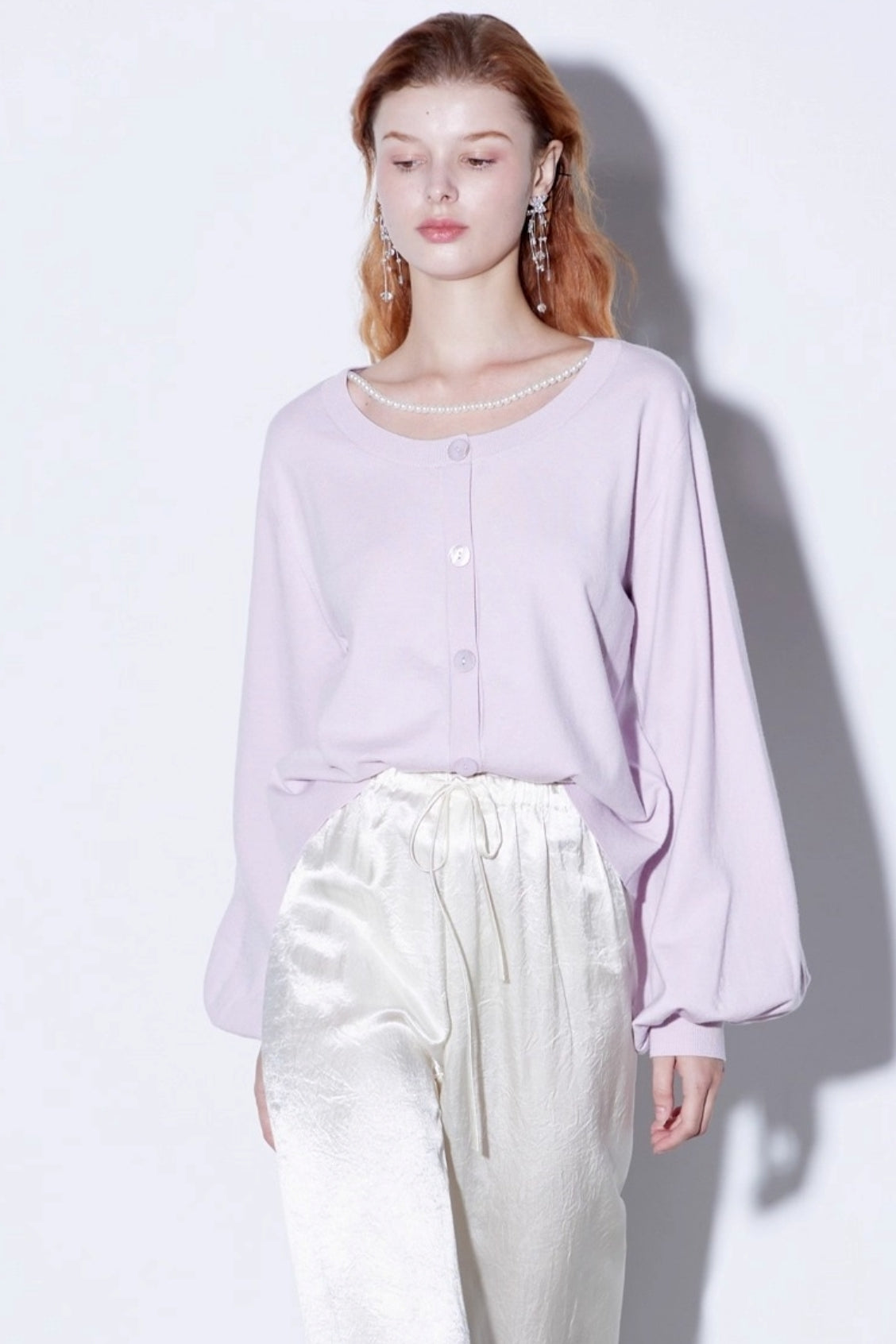 Custom Pearl Silk Cardigan