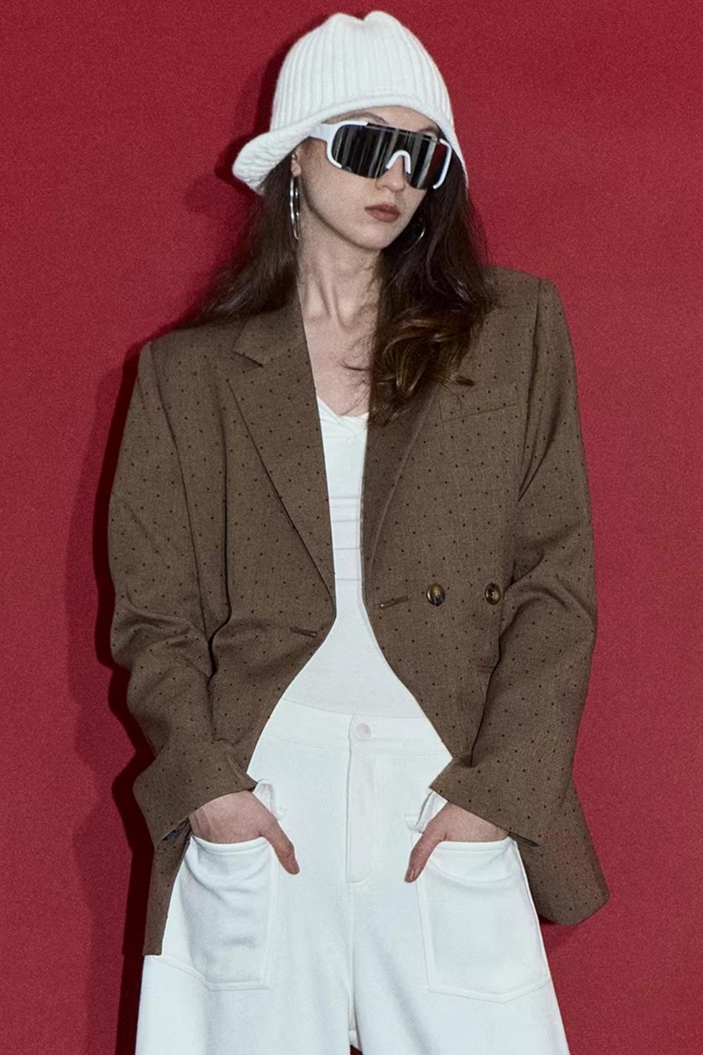 Brown Red Polka Dot Jacket