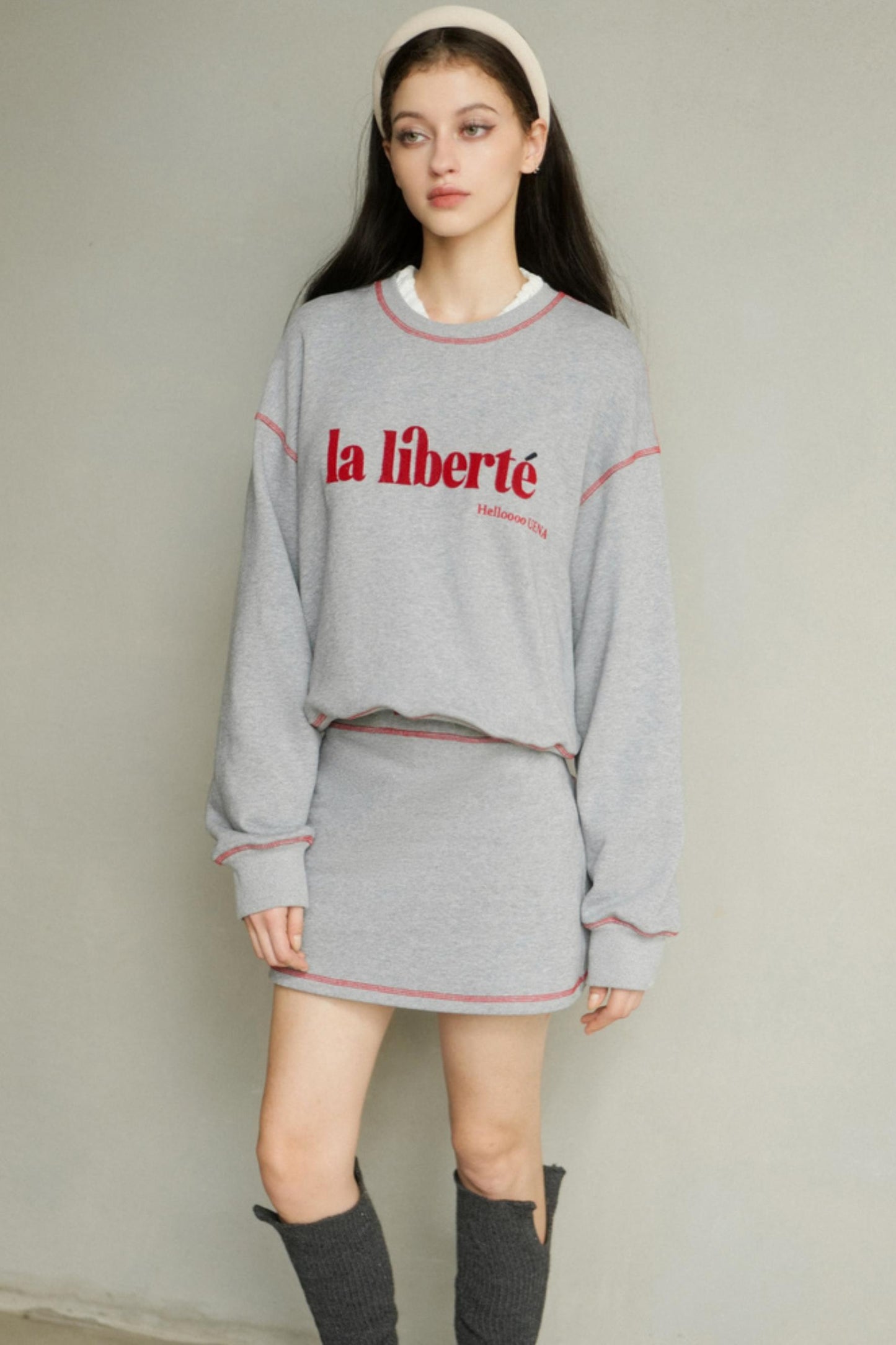 Vintage Gray Sweatshirt & Pants Set-Up