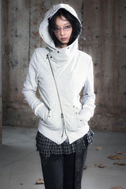 Deconstructed Lapel Sweatshirt Jacket