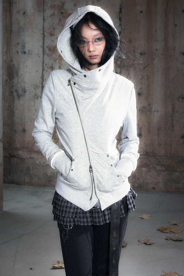 Deconstructed Lapel Sweatshirt Jacket