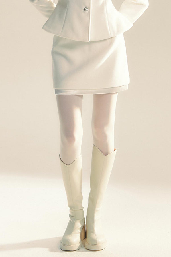 White Satin Tweed Suit Set-Up