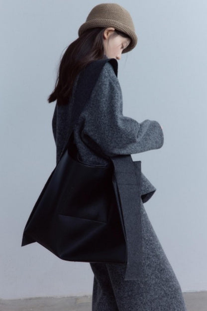 Carbon Gray Plush Wool Knit Set-Up