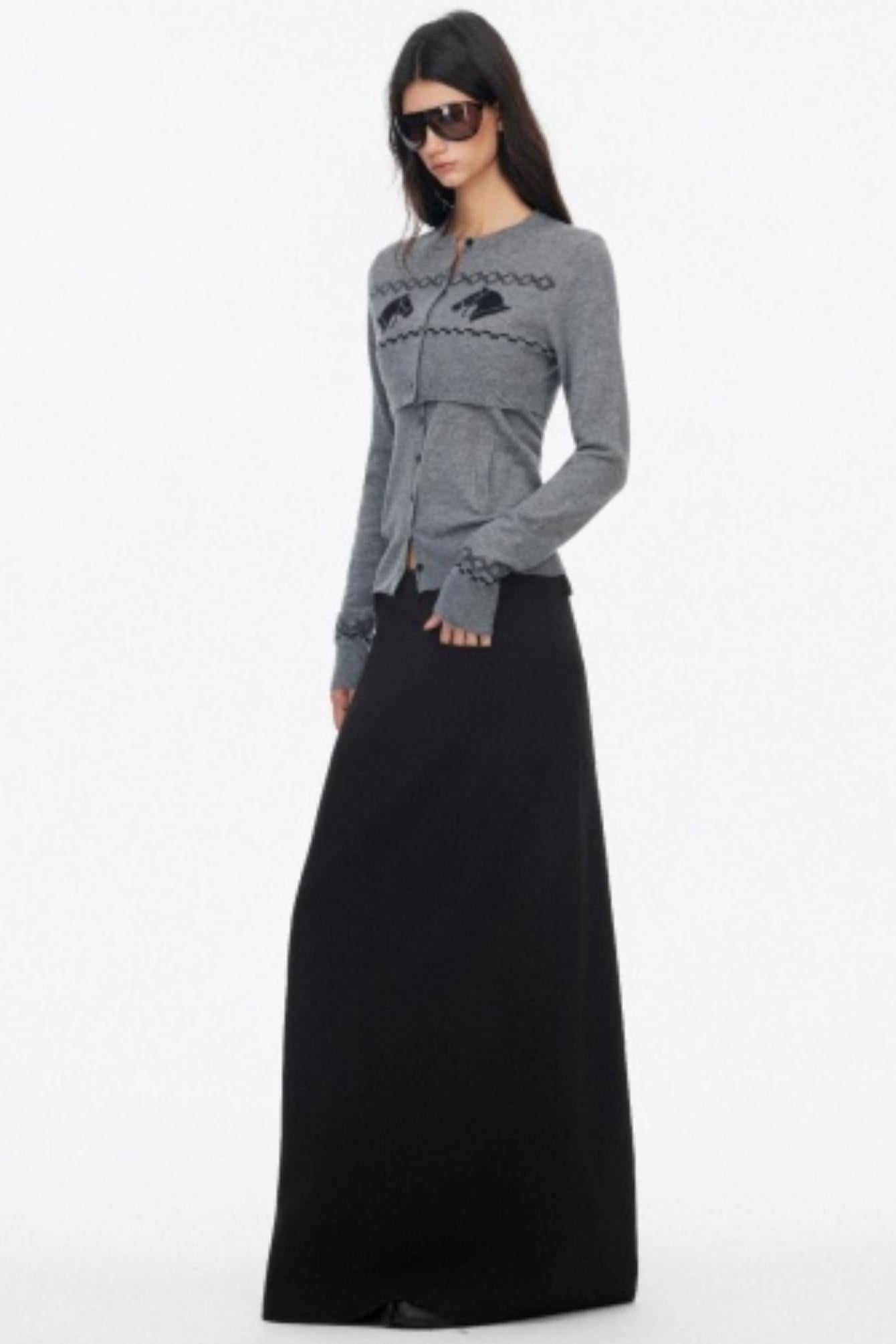 Two Piece Wool Knit Cardigan Set-Up