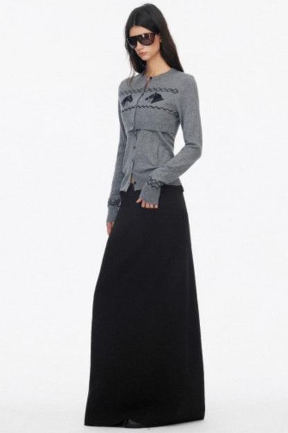 Two Piece Wool Knit Cardigan Set-Up