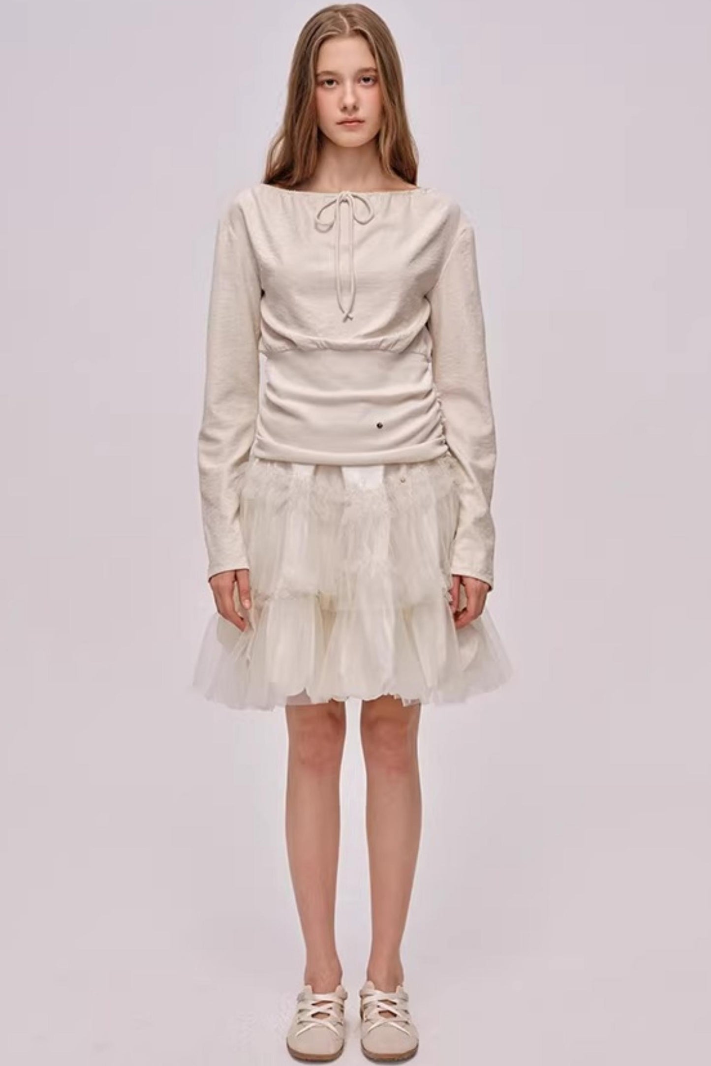 Slanted Shoulder Patchwork Top