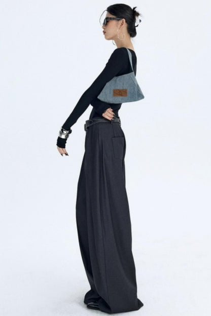 Pleated Dark Gray Scimitar Pants